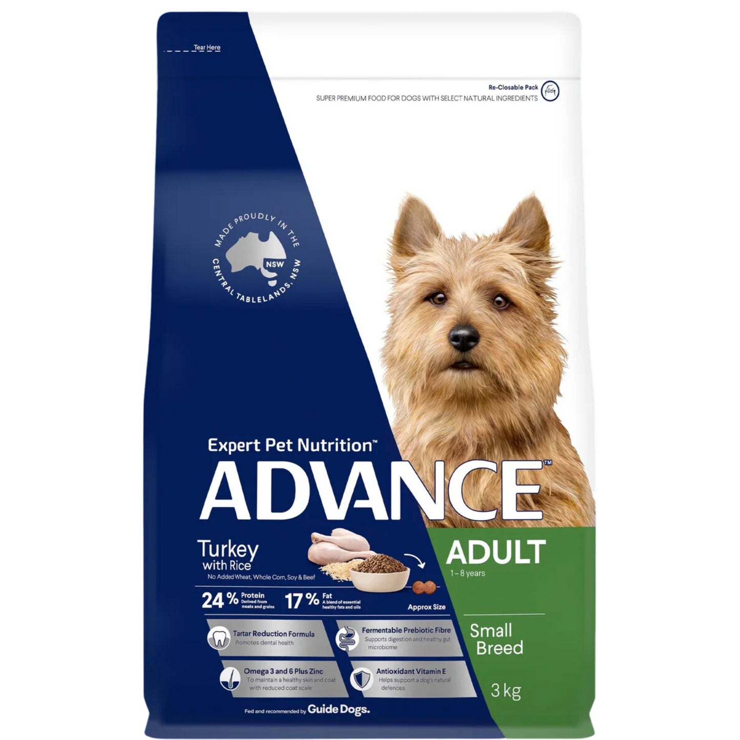 ADVANCE ADULT SMALL BREED TURKEY WITH RICE 3KG/8KG