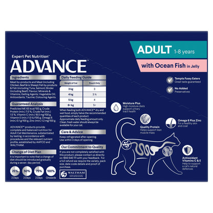 ADVANCE ADULT CAT WET FOOD OCEAN FISH IN JELLY POUCHES 85G