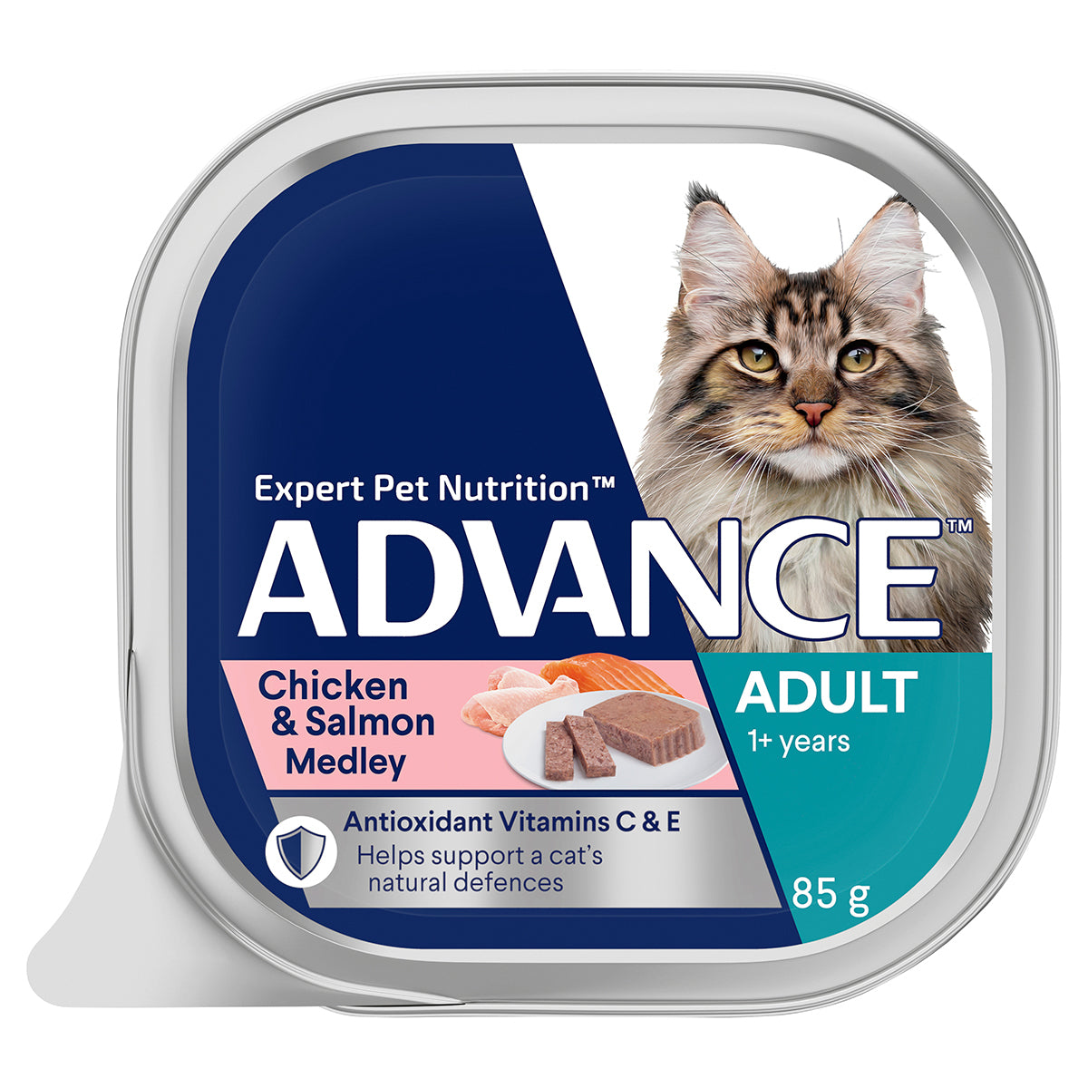 ADVANCE CAT ADULT CHICKEN & SALMON MEDLEY TRAYS 85G 