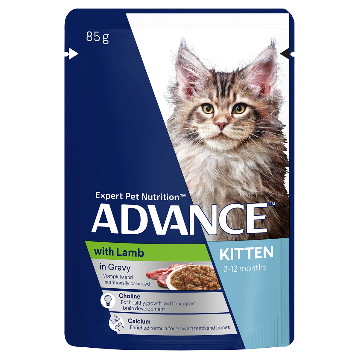 ADVANCE KITTEN WET FOOD WITH LAMB IN GRAVY 85G