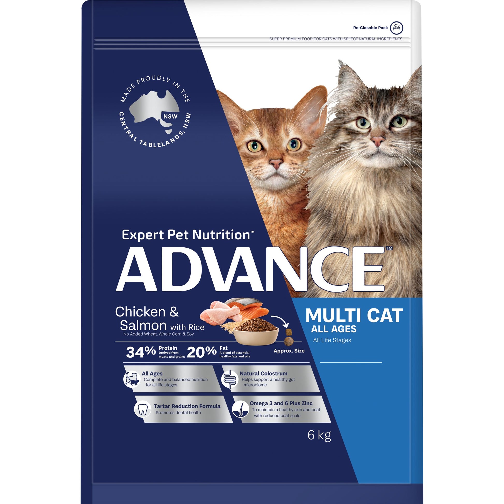 ADVANCE MULTI CAT ALL AGES CHICKEN & SALMON WITH RICE 3KG/6KG