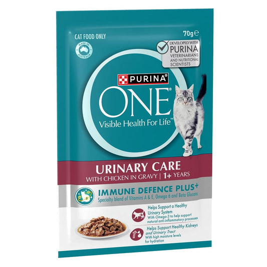 PURINA ONE CAT ADULT URINARY CARE CHICKEN IN GRAVY 1+ YEARS IMMUNE DEFENCE 70G