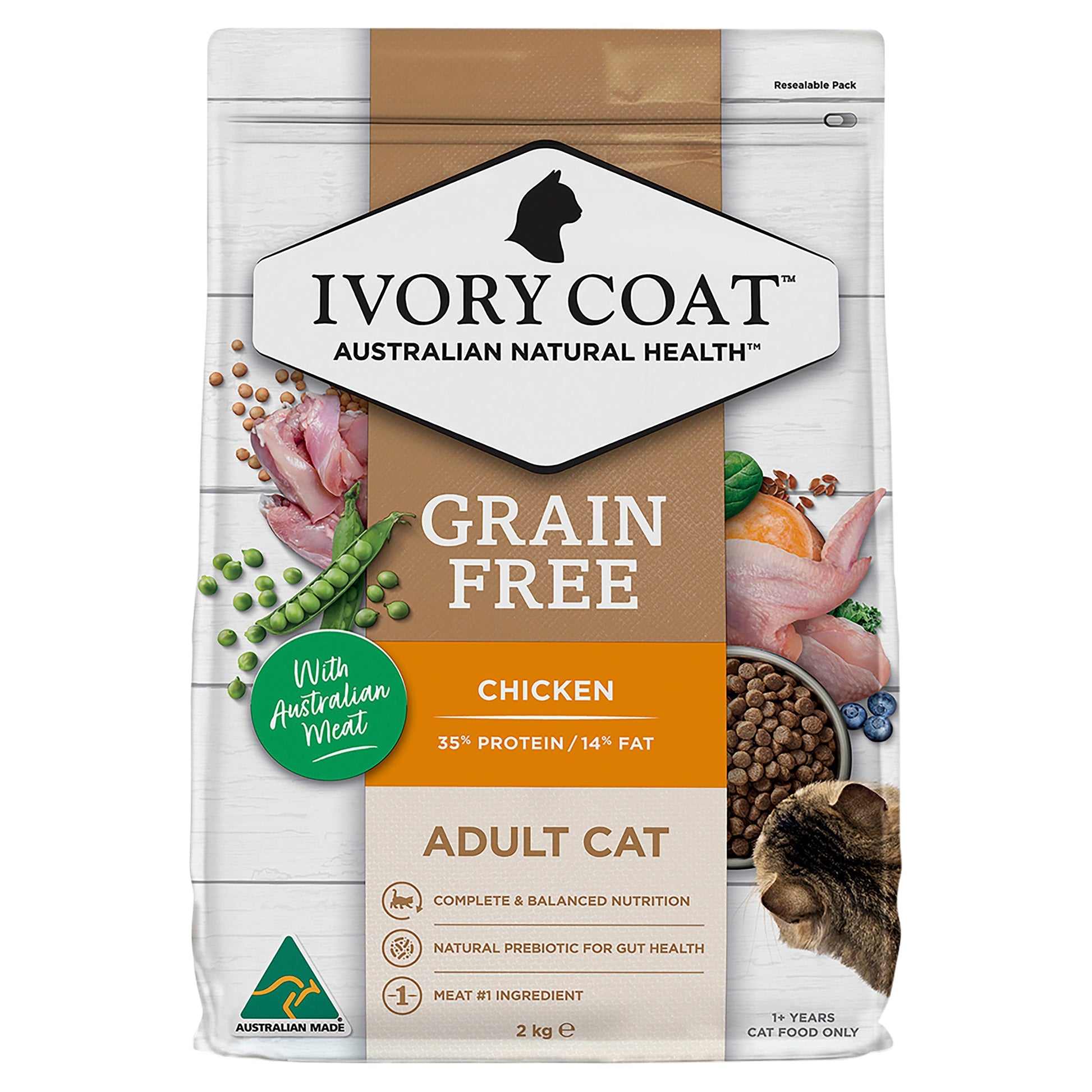 IVORY COAT GRAIN FREE ADULT CAT CHICKEN WITH COCONUT OIL 2KG/ 4KG