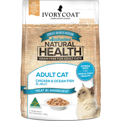 IVORY COAT GRAIN FREE CAT ADULT CHICKEN & OCEAN FISH IN JELLY 85G