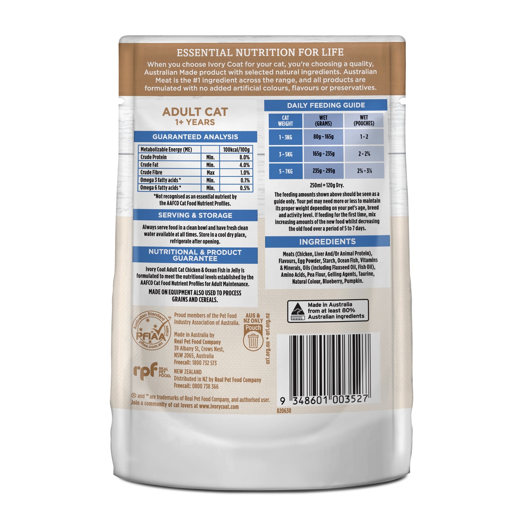 IVORY COAT GRAIN FREE CAT ADULT CHICKEN & OCEAN FISH IN JELLY 85G