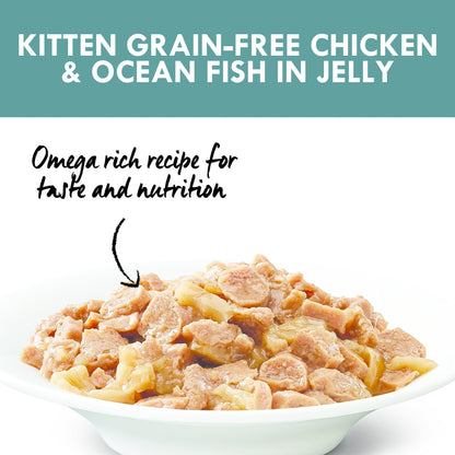 IVORY COAT GRAIN FREE KITTEN CHICKEN & OCEAN FISH IN JELLY 85G
