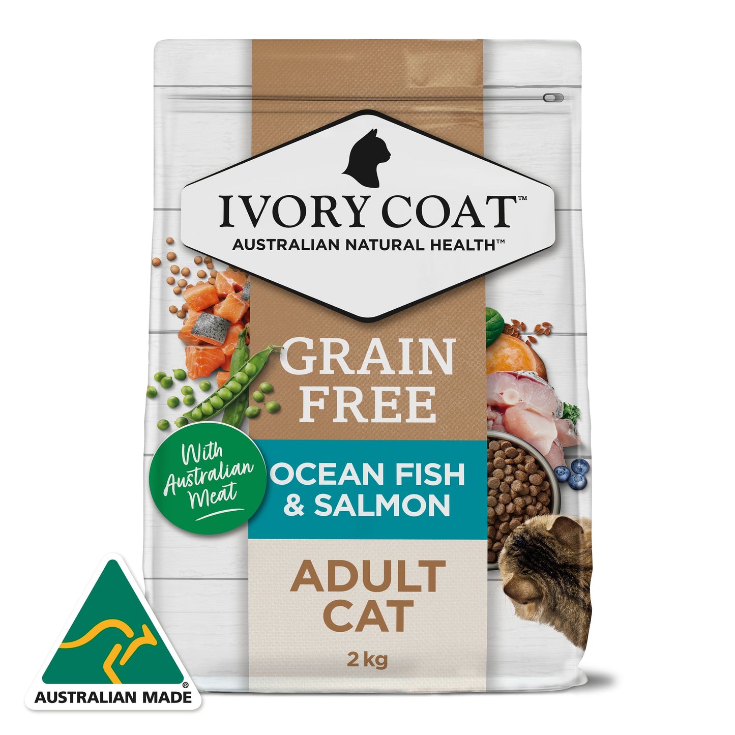 IVORY COAT GRAIN FREE ADULT CAT OCEAN FISH & SALMON 2KG / 4KG