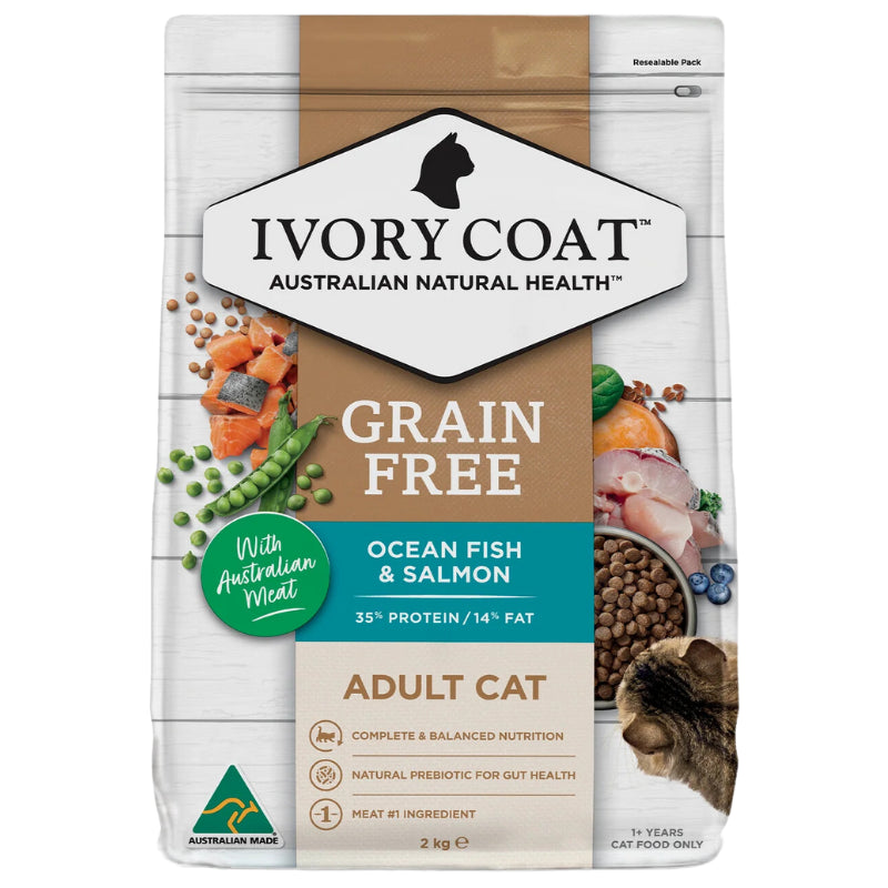 IVORY COAT GRAIN FREE ADULT CAT OCEAN FISH & SALMON 2KG / 4KG