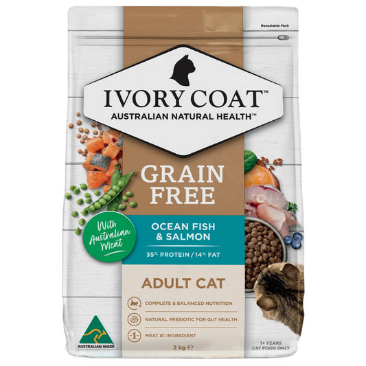 IVORY COAT GRAIN FREE ADULT CAT OCEAN FISH & SALMON 2KG / 4KG