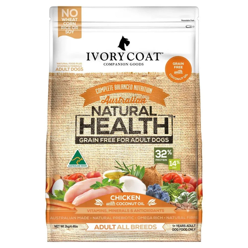 IVORY COAT GRAIN FREE ALL BREED ADULT DOG CHICKEN & COCONUT OIL 2KG/13KG