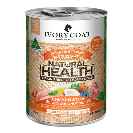  IVORY COAT ADULT DOGS ALL BREEDS CHICKEN STEW WITH COCONUT OIL 400G