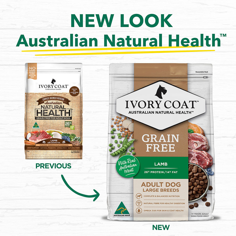 IVORY COAT ADULT LARGE BREEDS DOG GRAIN FREE LAMB & COCONUT OIL 13KG