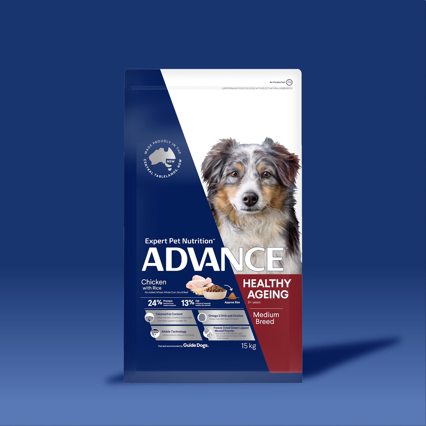 ADVANCE DOG MEDIUM BREED HEALTHY AGEING CHICKEN RICE 15KG