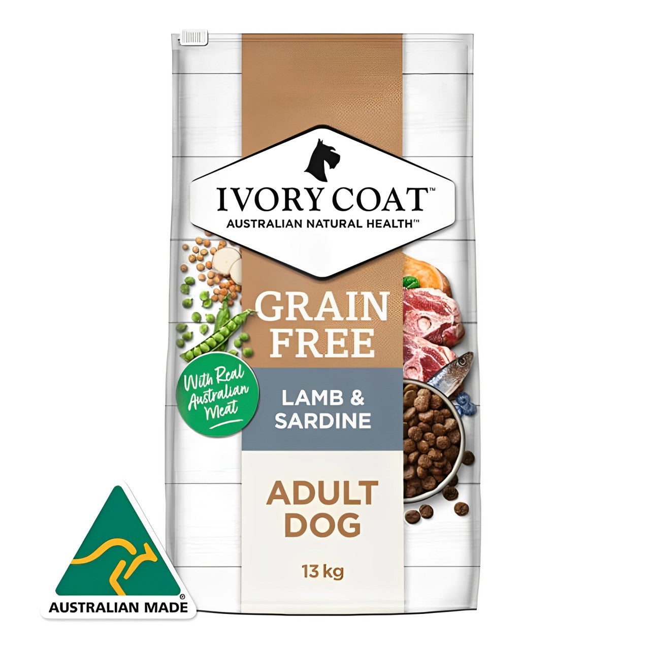 IVORY COAT ADULT DOG ALL BREEDS GRAIN FREE LAMB AND SARDINE 2KG/13KG