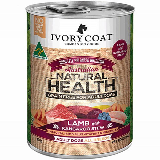 IVORY COAT ALL DOGS ALL BREEDS GRAIN FREE LAMB & KANGAROO STEW 400G