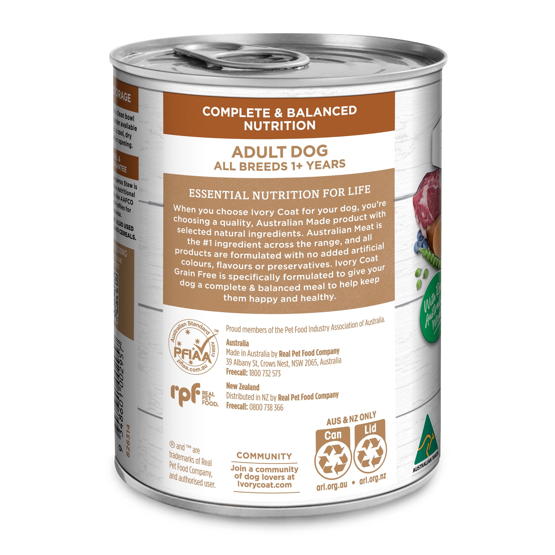 IVORY COAT ALL DOGS ALL BREEDS GRAIN FREE LAMB & KANGAROO STEW 400G