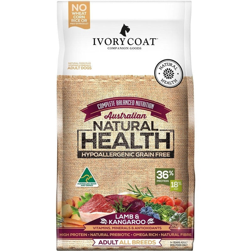 IVORY COAT DOG ADULT ALL BREEDS GRAIN FREE LAMB & KANGAROO 2KG
