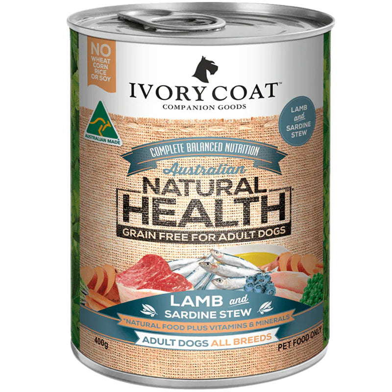 IVORY COAT ADULT DOGS ALL BREEDS LAMB & SARDINE STEW 400G