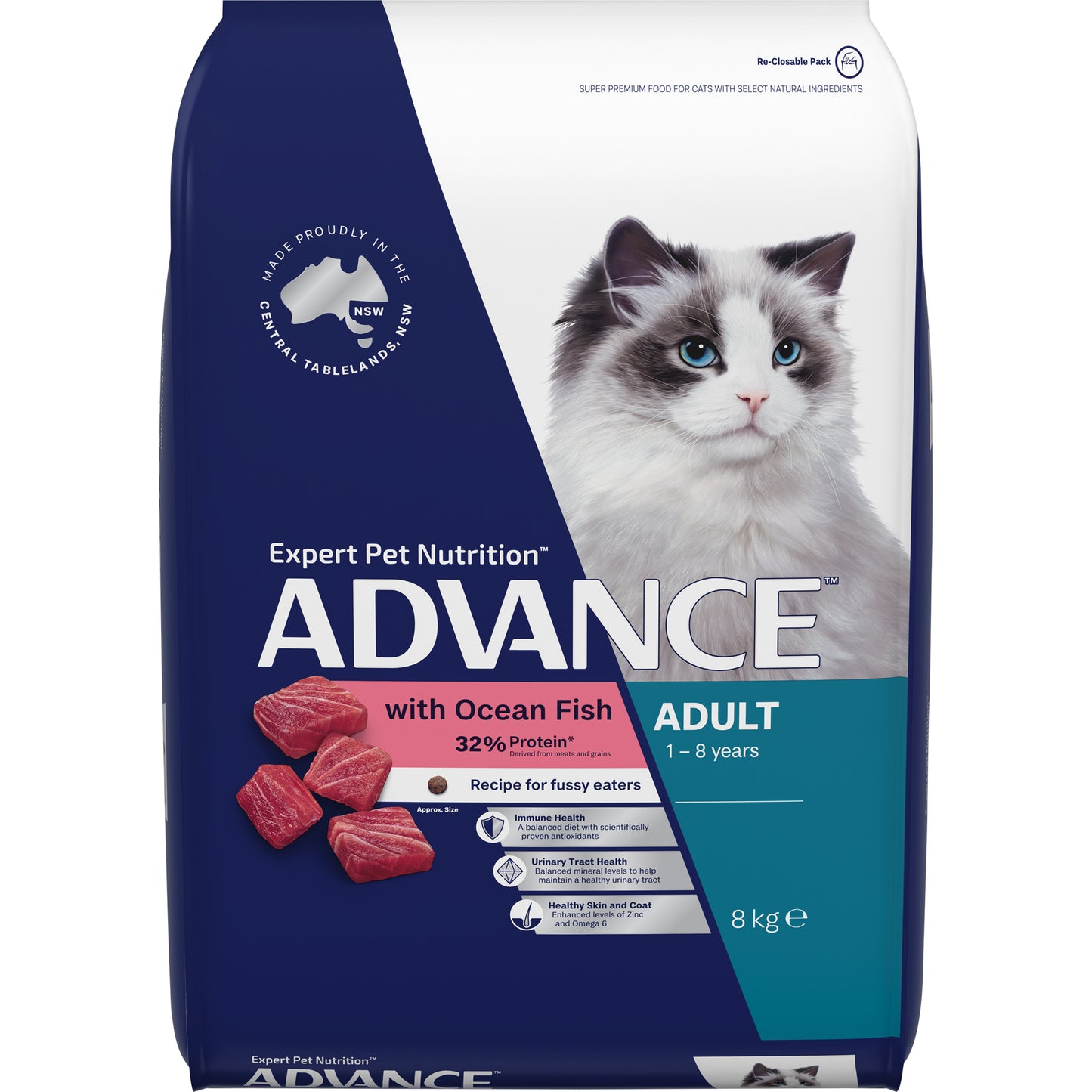 ADVANCE ADULT CAT DRY FOOD WITH OCEAN FISH 4KG/8KG/20KG