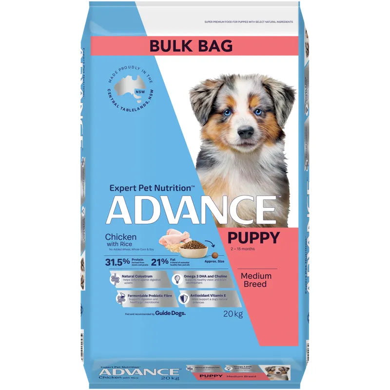 ADVANCE DOG PUPPY MEDIUM BREED CHICKEN WITH RICE 800G/3KG/15KG/20KG