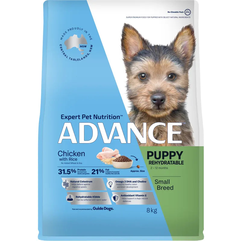 ADVANCE PUPPY SMALL BREED REHYDRATABLE CHICKEN WITH RICE 800G/3KG/8KG