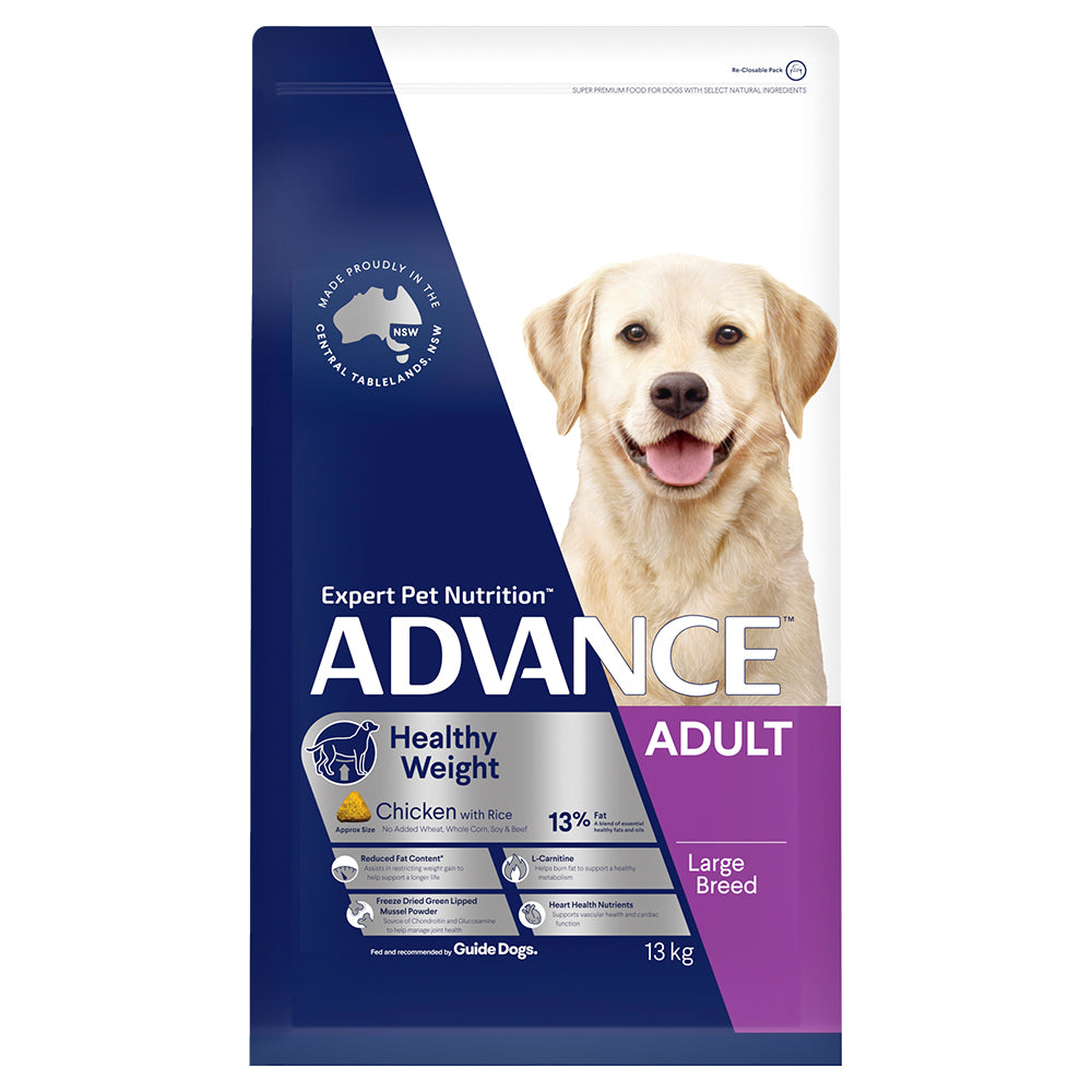 ADVANCE DOG DRY HEALTHY WEIGHT SMALL MEDIUM LARGE BREED CHICKEN RICE 2.5/13KG