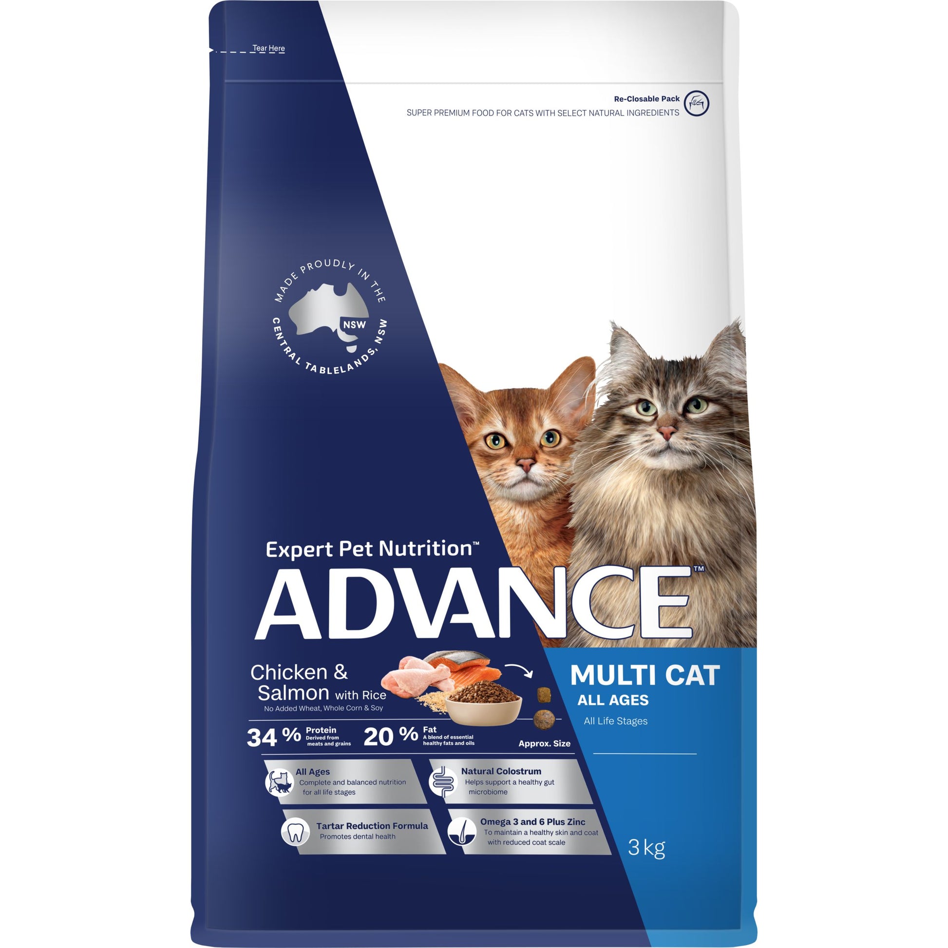 ADVANCE MULTI CAT ALL AGES CHICKEN & SALMON WITH RICE 3KG/6KG