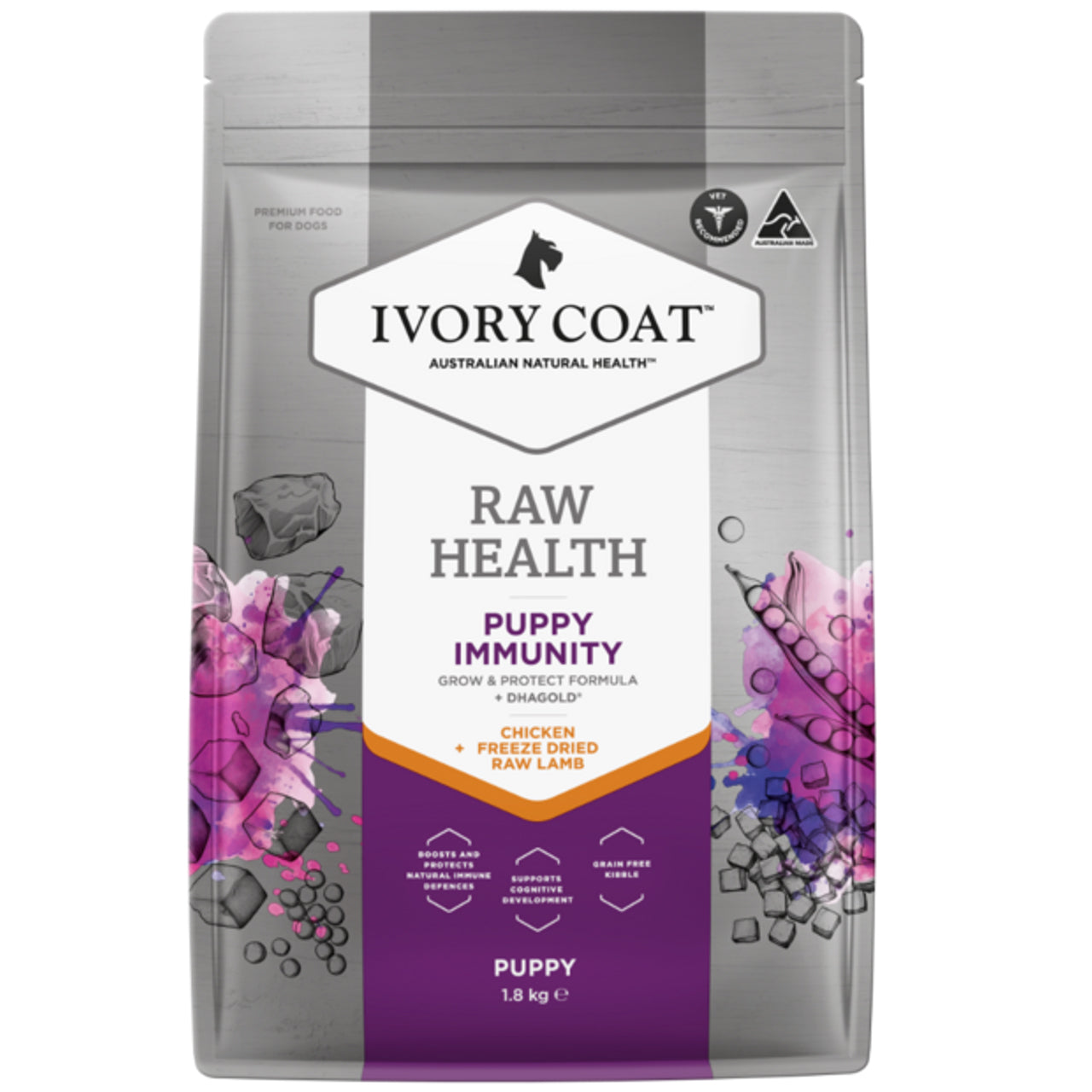 IVORY COAT PUPPY IMMUNITY RAW HEALTH CHICKEN FREEZE DRIED RAW LAMB 1.8KG/10KG