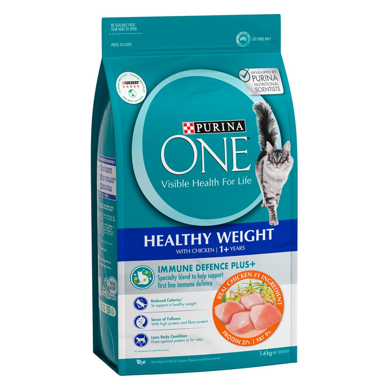 PURINA ONE CAT ADULT DRY HEALTHY WEIGHT CHICKEN IMMUNE DEFENCE PLUS 1.4KG