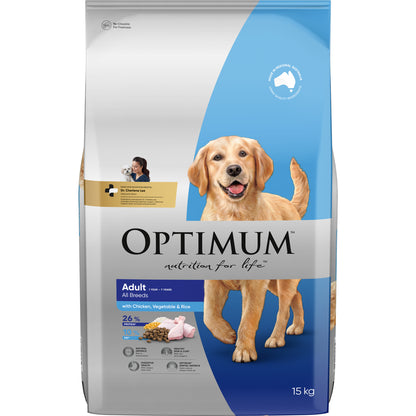 OPTIMUM ADULT ALL BREEDS DOG FOOD CHICKEN VEGETABLE RICE 3KG/15KG