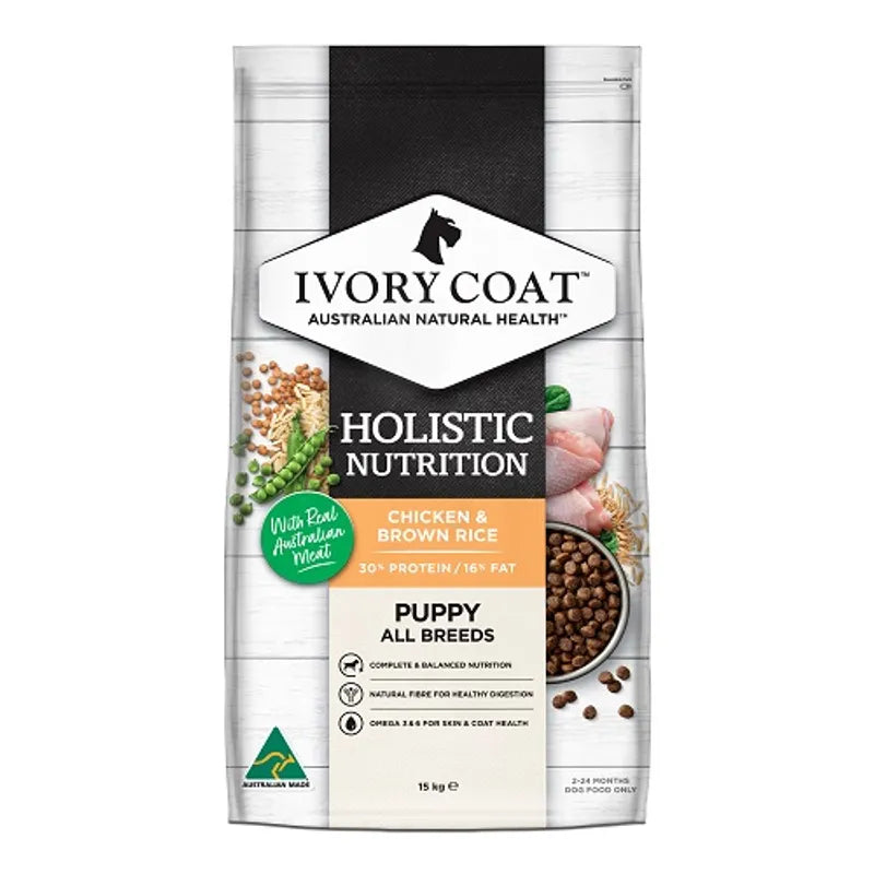 IVORY COAT PUPPY ALL BREEDS CHICKEN & BROWN RICE 15KG