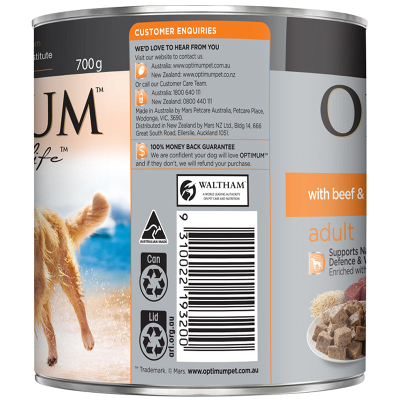 OPTIMUM ADULT DOG WET FOOD WITH BEEF AND RICE 700G