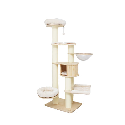 CATIO VINTAGE Solid Wood Cat Climbing Tree Post Scratcher 194cm