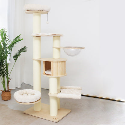 CATIO VINTAGE Solid Wood Cat Climbing Tree Post Scratcher 194cm