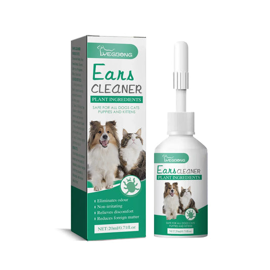 Cat Dog Ear Cleaner Pet Ear Drops Yeast Mites Infections Control Odor Removal Relieves Itching Anti Inflammatory Pet Ear Washer