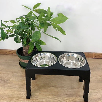 Elevated Dog Feeder Dogs Bowls Adjustable Raised Stand with Double Stainless Steel Food Water Bowls for Small Medium Large Dogs