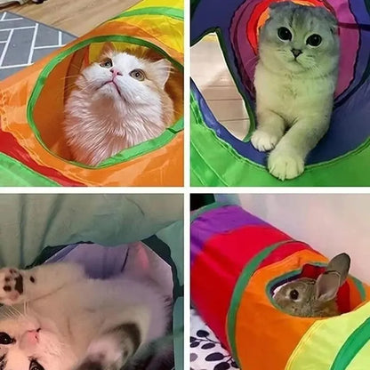 Collapsible Cat Playing Tunnel Pets Toys Connectable Cat Tunnel Cat Tube Toys Foldable Drill Hole Kitten Colorful Pet Toys