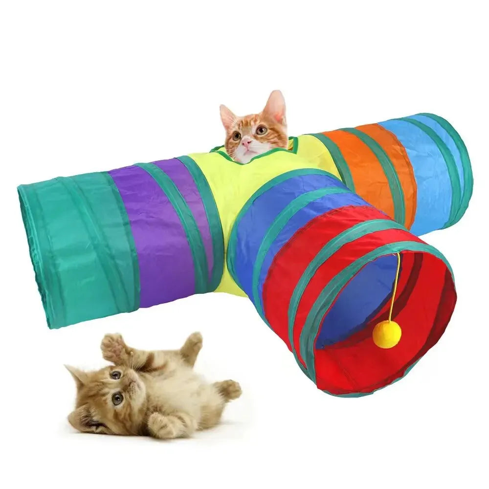 Collapsible Cat Playing Tunnel Pets Toys Connectable Cat Tunnel Cat Tube Toys Foldable Drill Hole Kitten Colorful Pet Toys