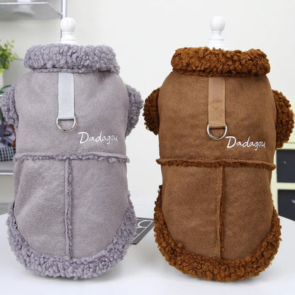 British Style Dog Jacket Lamb Fleece Winter Warm Dog Clothes for Small Dogs Puppy Costume Chihuahua Coat Pet Pug Yorkie Outfits