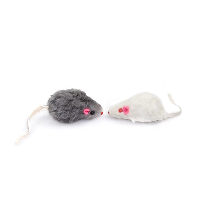 New 12Pcs False Mouse Cat Pet Toys Cat Long-Haired Tail Mice Sound Rattling Soft Real Rabbit Fur Sound Squeaky Cat Toy