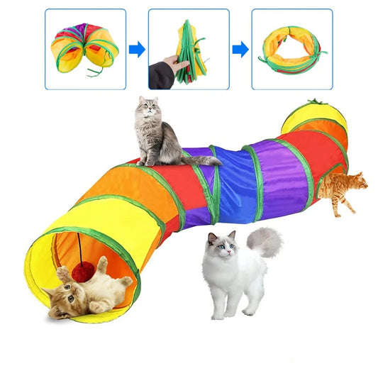 Collapsible Cat Playing Tunnel Pets Toys Connectable Cat Tunnel Cat Tube Toys Foldable Drill Hole Kitten Colorful Pet Toys