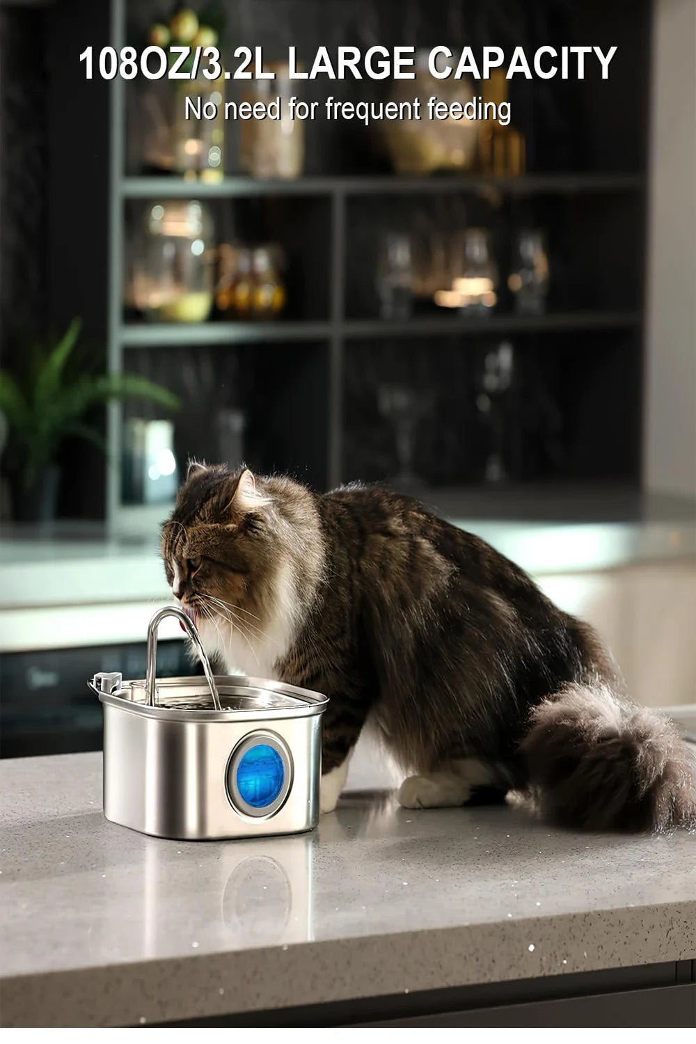 3L Stainless Steel Cat Water Fountain Automatic Cat Drinker Drinking Fountain For Cats Dogs Pet Water Dispenser Accessories