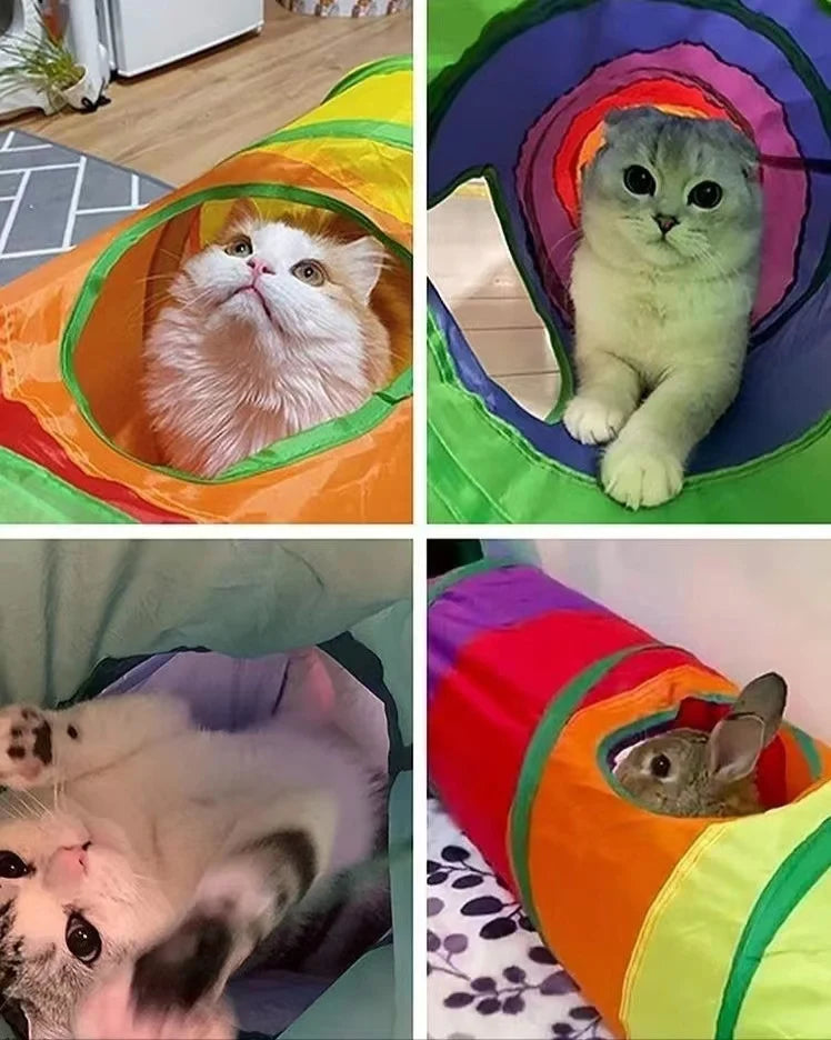 Collapsible Cat Playing Tunnel Pets Toys Connectable Cat Tunnel Cat Tube Toys Foldable Drill Hole Kitten Colorful Pet Toys