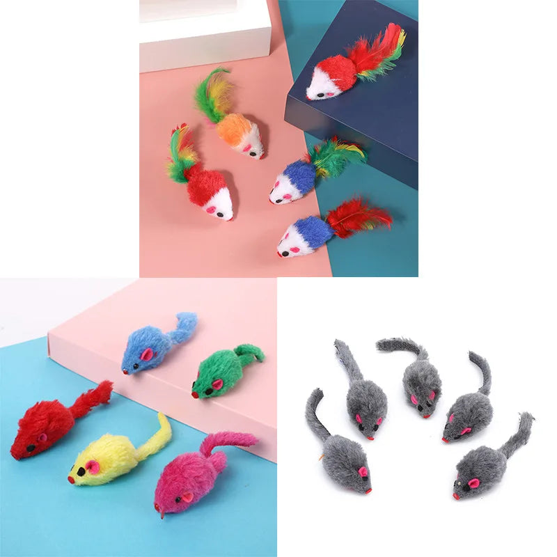 10Pcs Plush Simulation Mouse Interactive Cat Pet Catnip Teasing Interactive Toy Supplies False Mouse Kitten Playing Toys