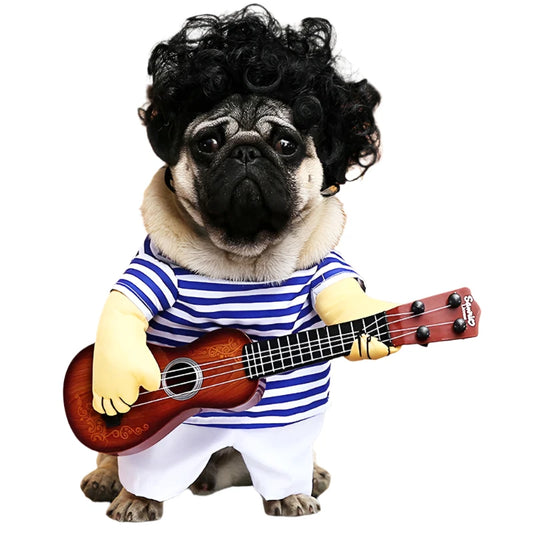 Pet Guitar Costume Funny Dog Costumes Guitarist Player Halloween Christmas Cosplay Party Dog Cat Clothes Dressing Up Outfits