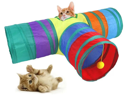 Collapsible Cat Playing Tunnel Pets Toys Connectable Cat Tunnel Cat Tube Toys Foldable Drill Hole Kitten Colorful Pet Toys