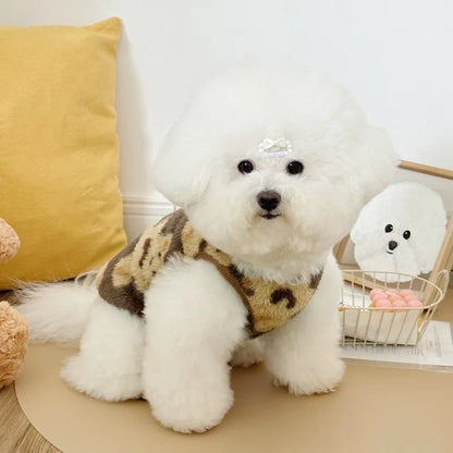 Winter Coat Plush Teddy Bear Vest Warm Pet Dog Lamb Velvet Clothing Teddy Schnauzer Maltese Retrievable Vest Dog Sweater Puppy