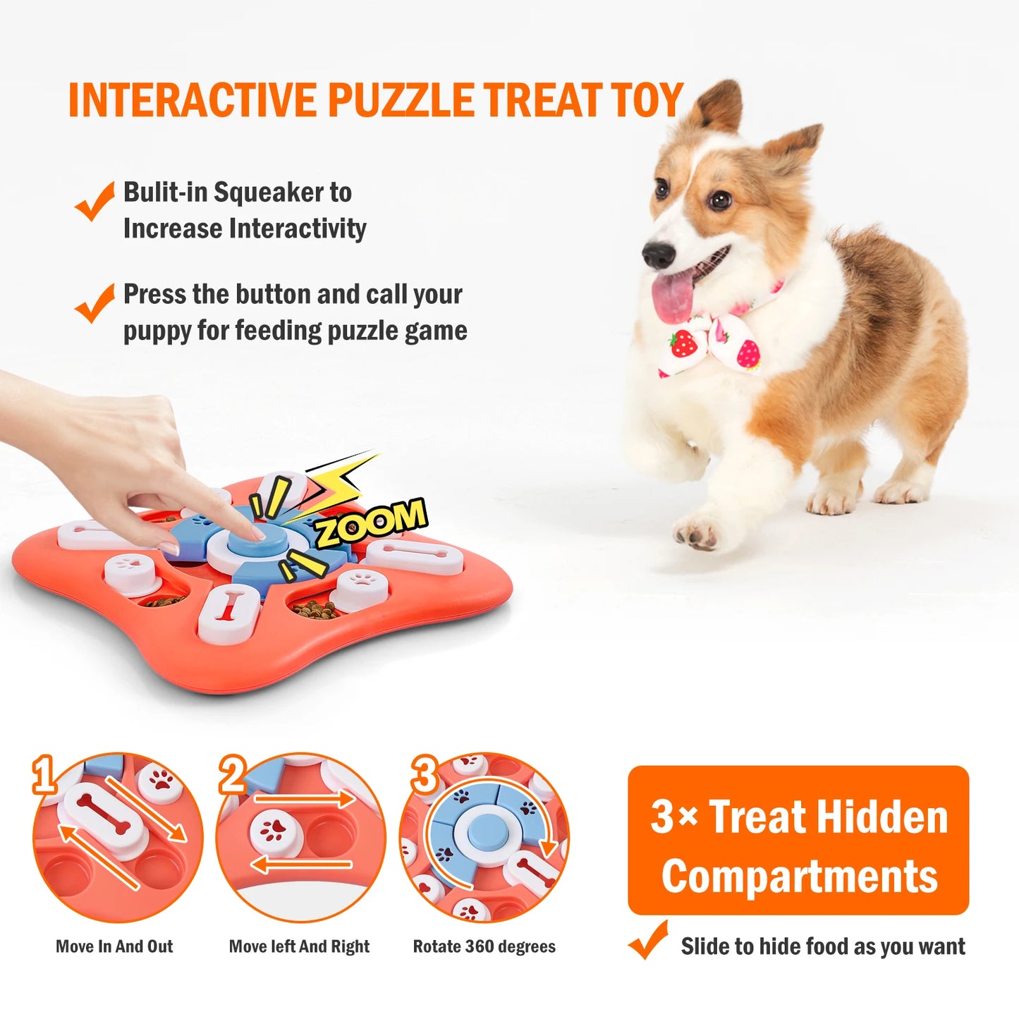 Pet Cat Dog Puzzle Toys for IQ Training & Mental Enrichment Interactive Dog Toys for Large Medium Small Dogs Treat Puzzle Dispensing