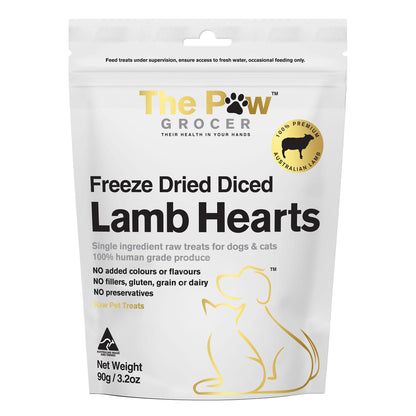 The Paw Grocer Dogs and Cats - Diced Lamb Hearts 90g