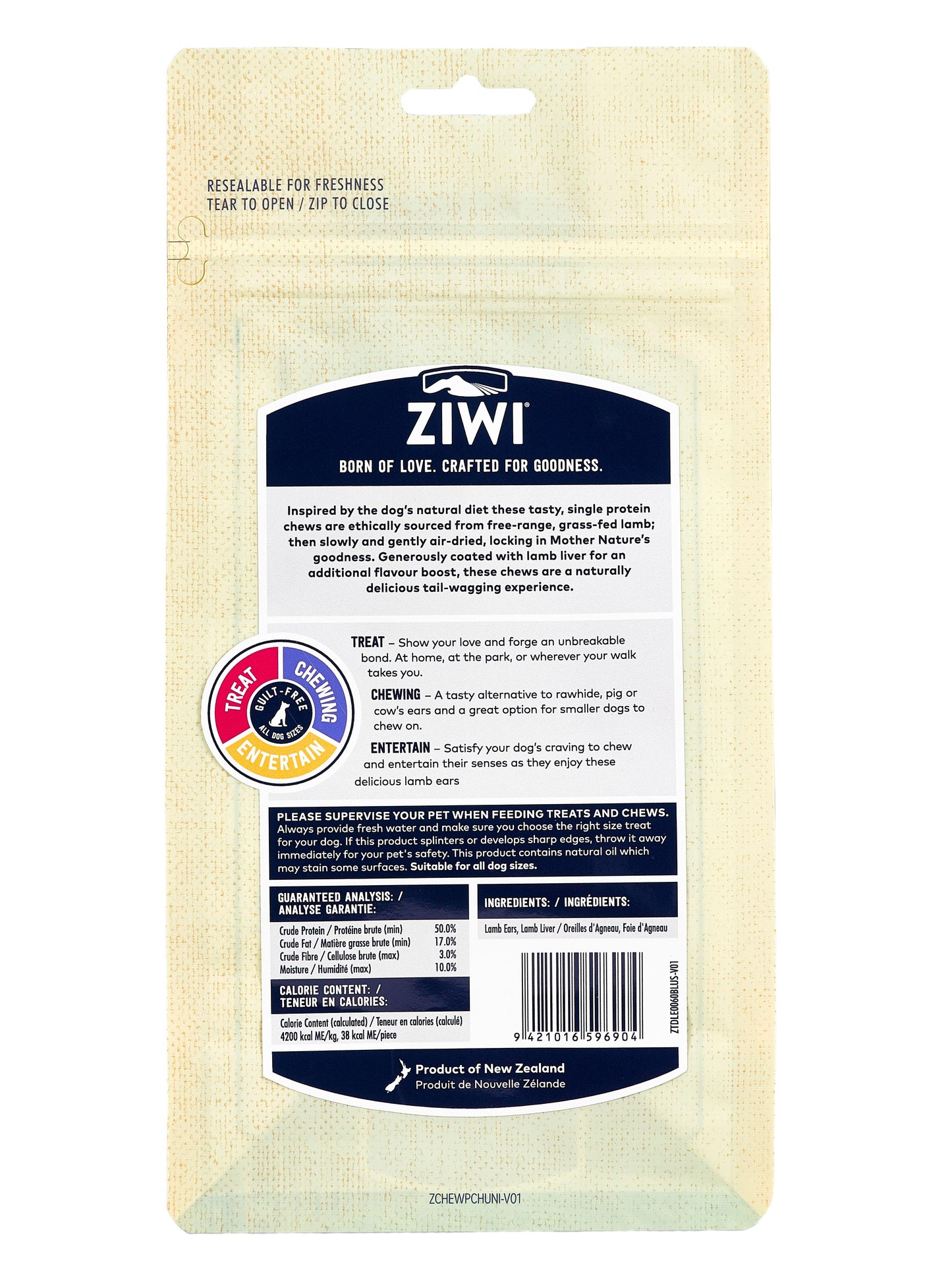 Ziwi Lamb Ears Liver Coated Oral Chew